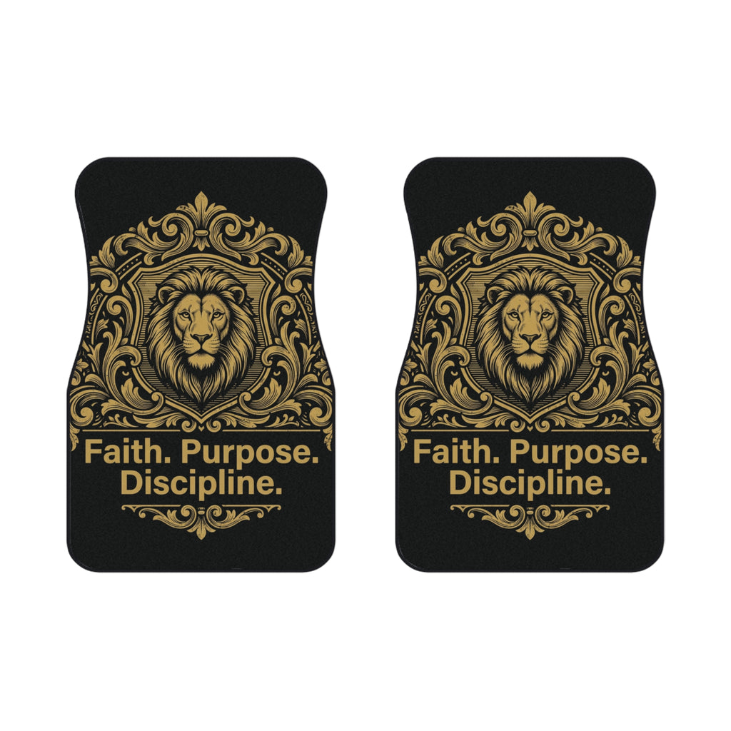 Faith Purpose Discipline Lion Car Mats — Front Seat Floor Mats (2-Pack)