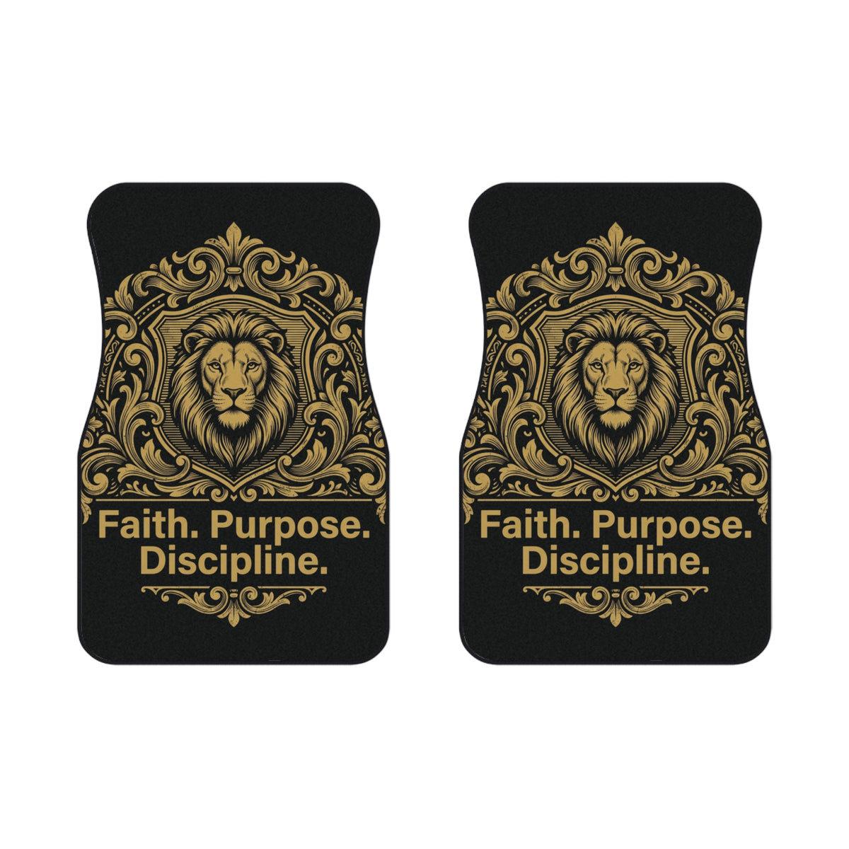Faith Purpose Discipline Lion Car Mats — Front Seat Floor Mats (2-Pack)