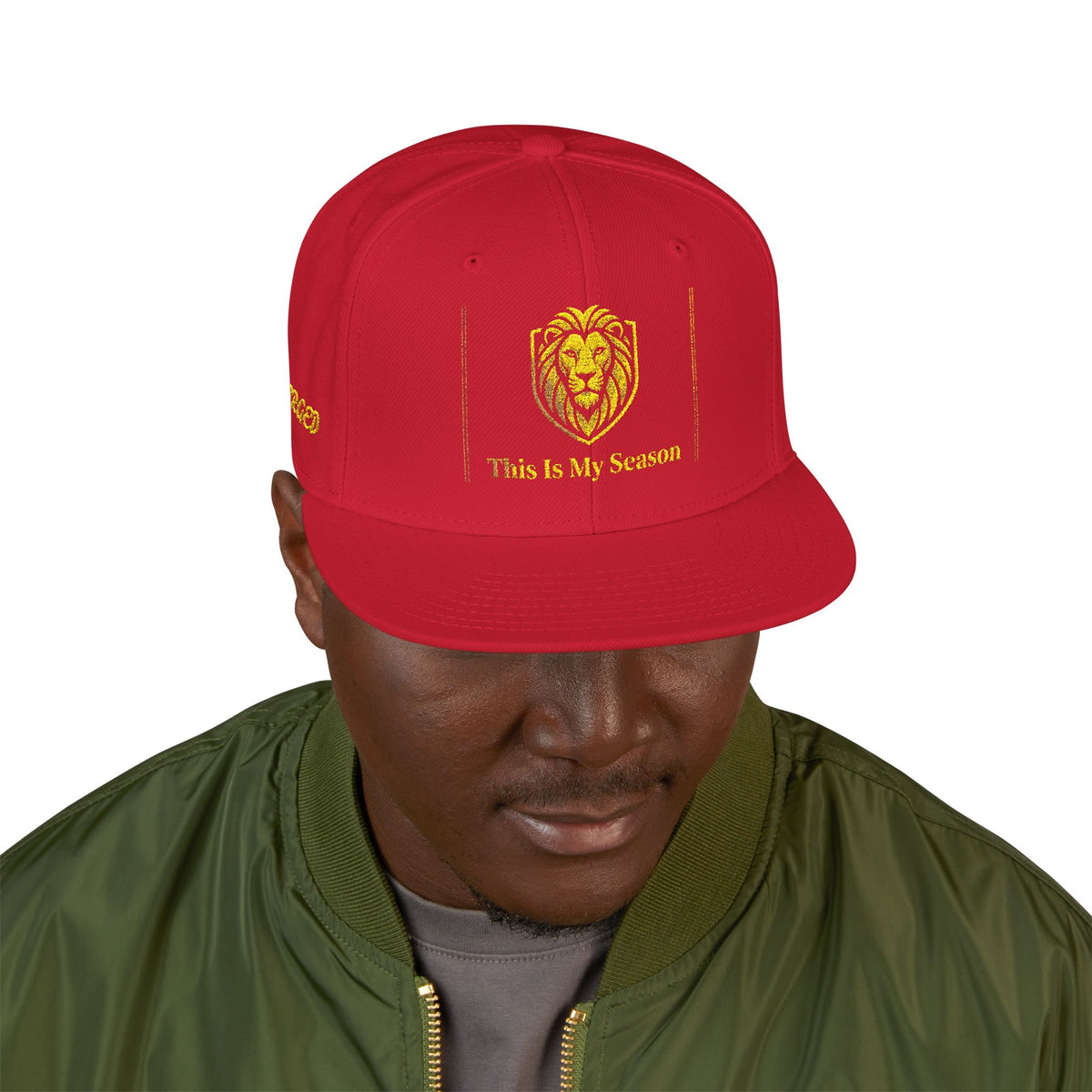 Gold Embroidered Crest Snapback Hat – Vintage Shield Logo Cap
