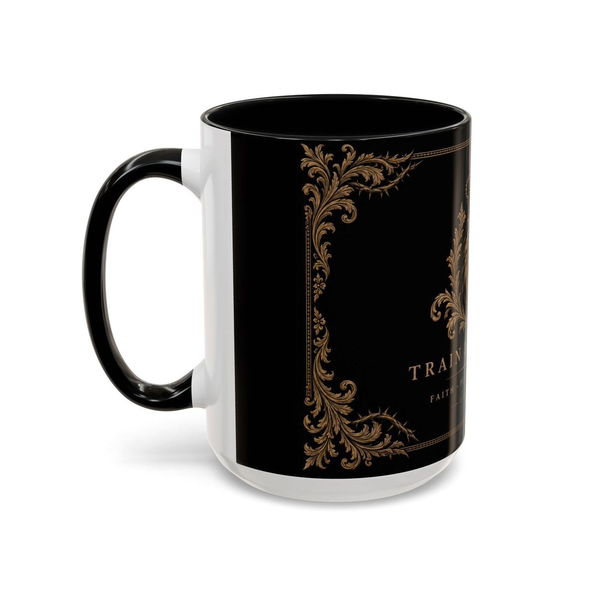 Train Like a King Coffee Mug — Lion Crown Motivational Black Tea Mug (11/15oz)