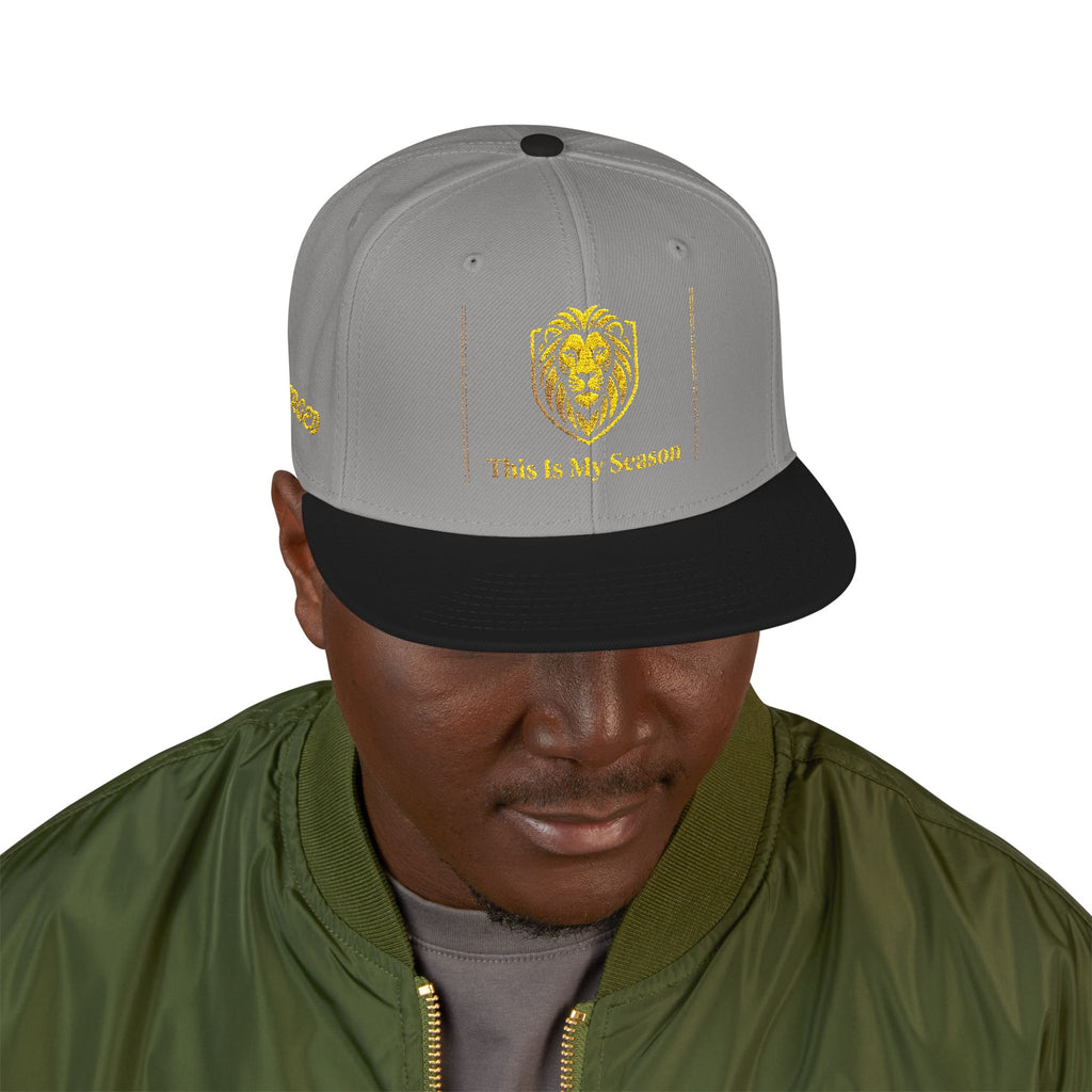 Gold Embroidered Crest Snapback Hat – Vintage Shield Logo Cap