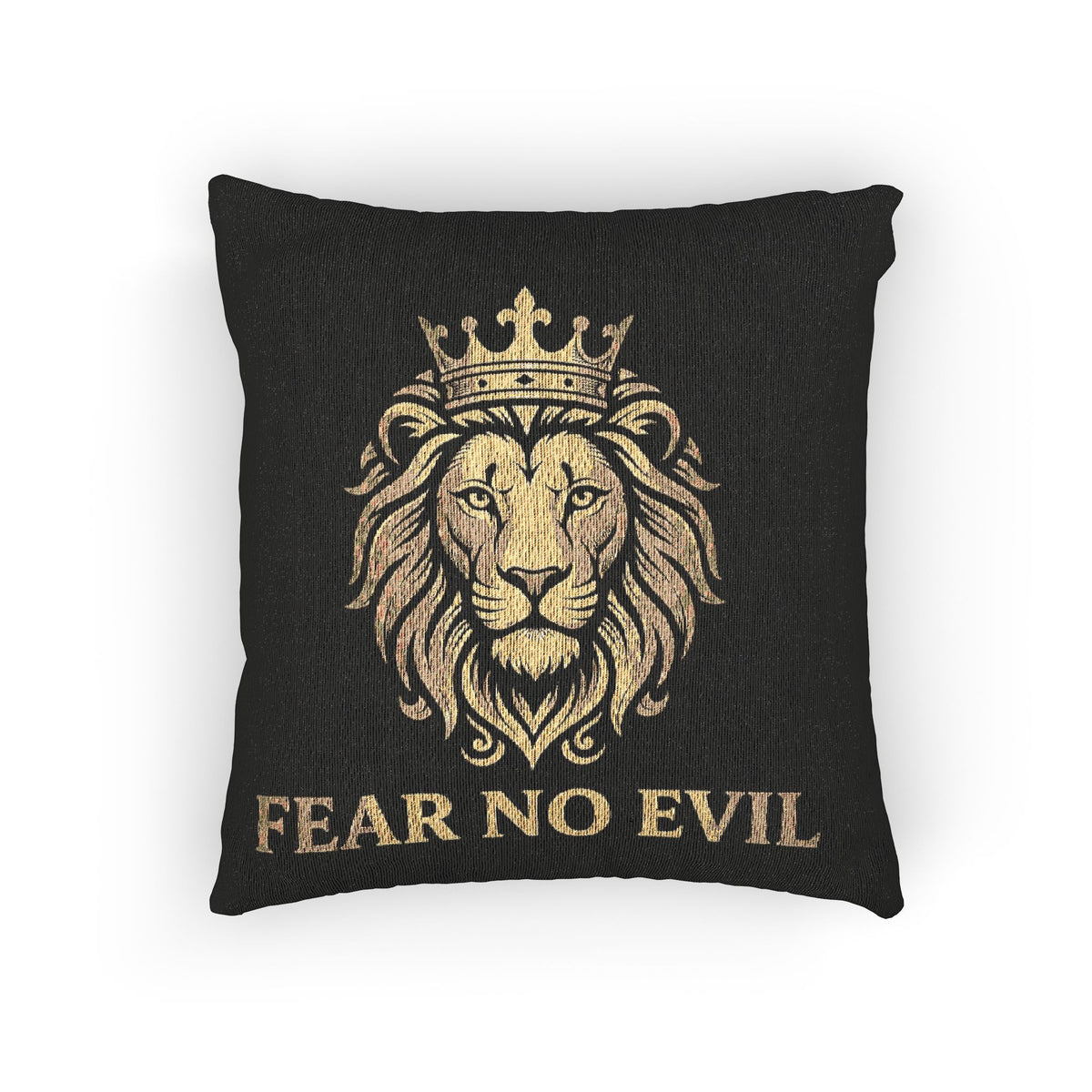 Woven Pillow — Regal Lion "Fear No Evil" Decorative Pillow