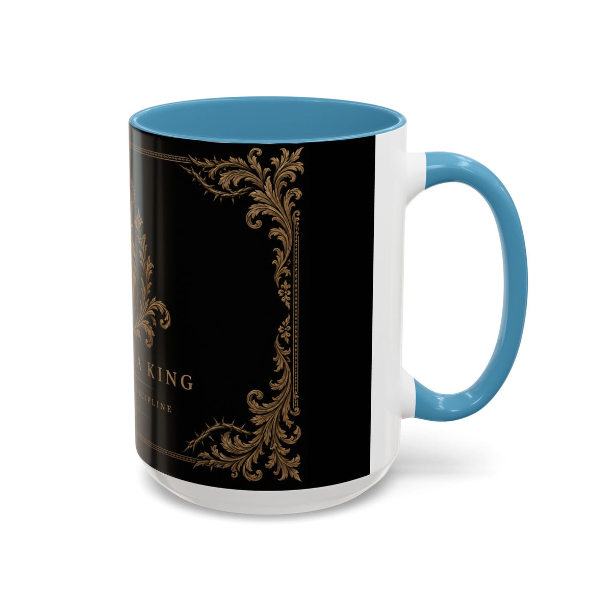 Train Like a King Coffee Mug — Lion Crown Motivational Black Tea Mug (11/15oz)