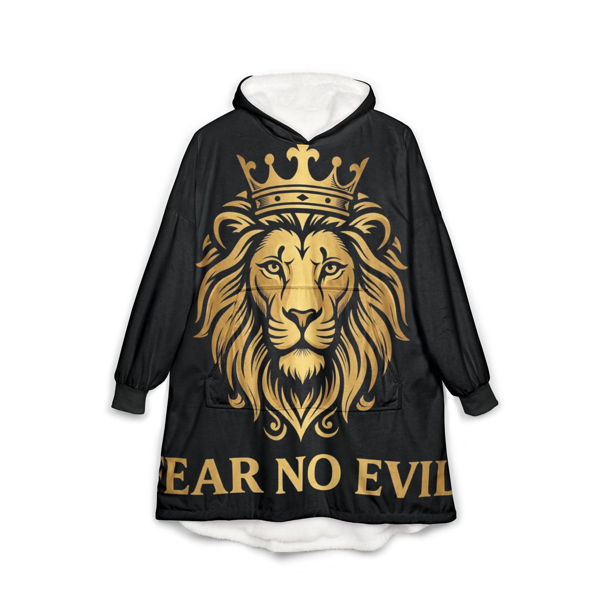 Hooded Blanket — Golden Crown Lion "Fear No Evil" Cozy Throw