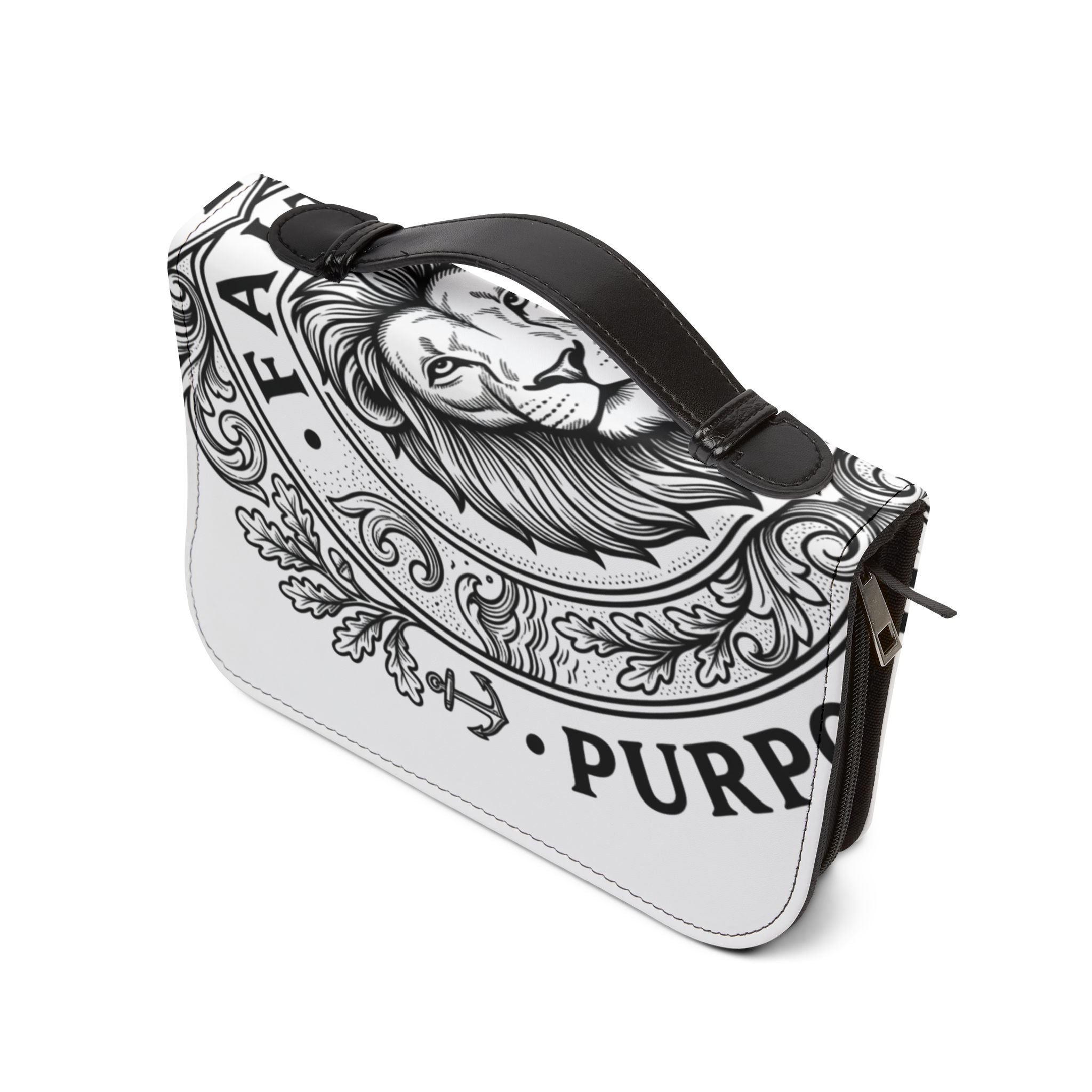 Bible Cover — Faith, Purpose & Strength Lion Zippered Bible Case