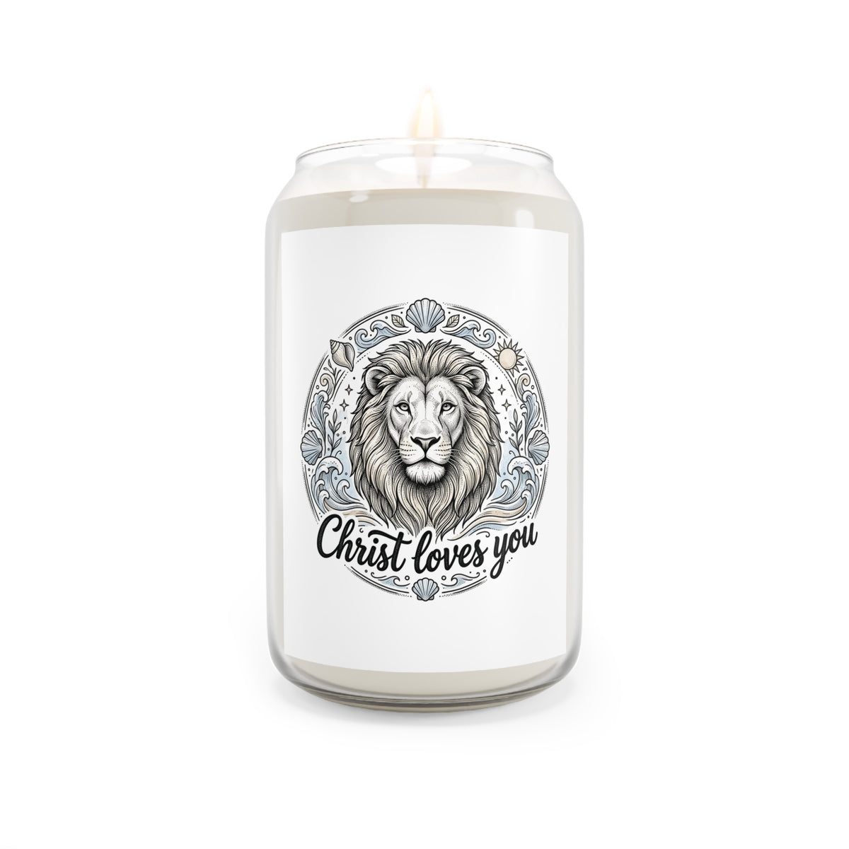 Scented Candle — 'Christ Loves You' Lion Soy Candle, 13.75 oz