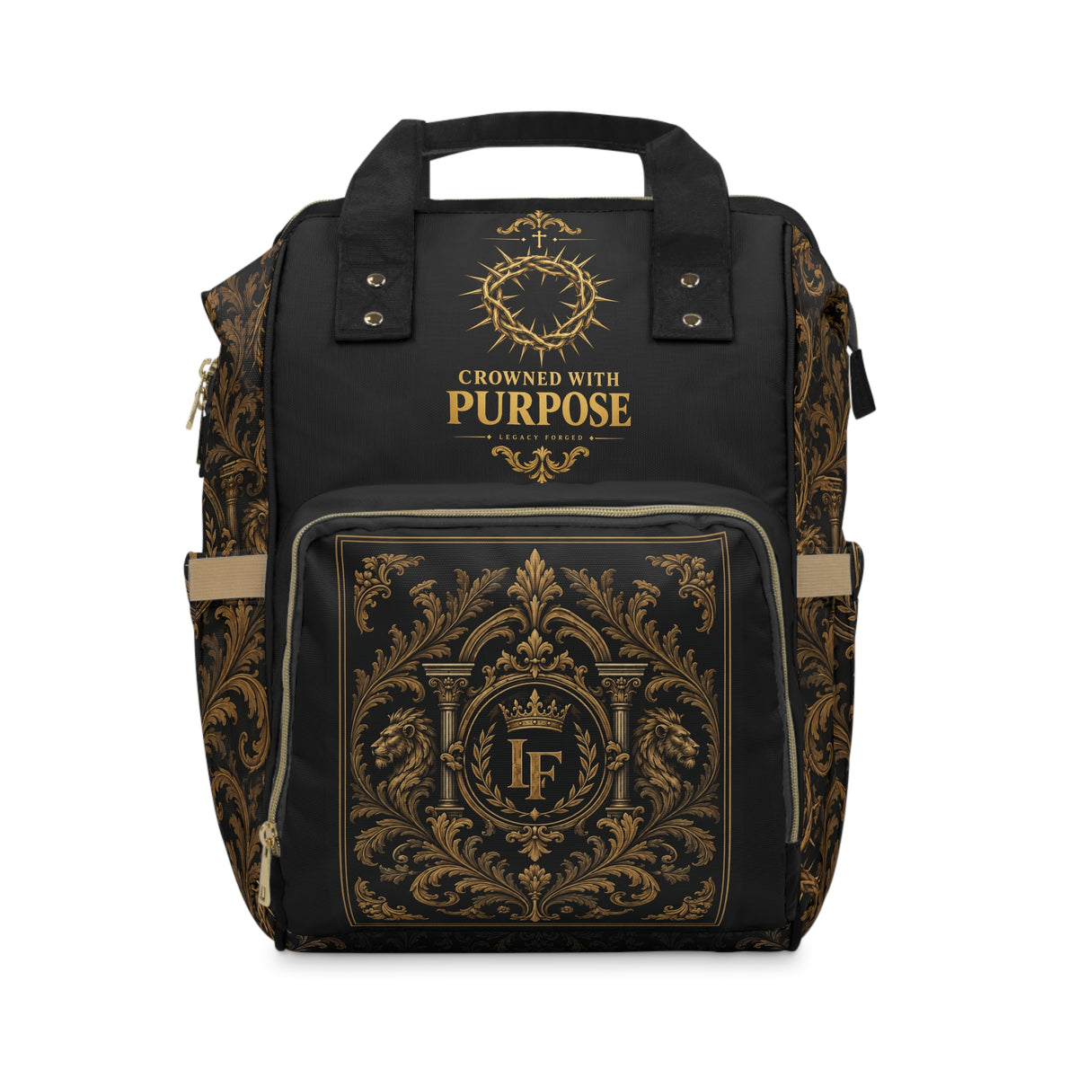Crowned With Purpose Backpack — Regal Black & Gold LegacyForged™