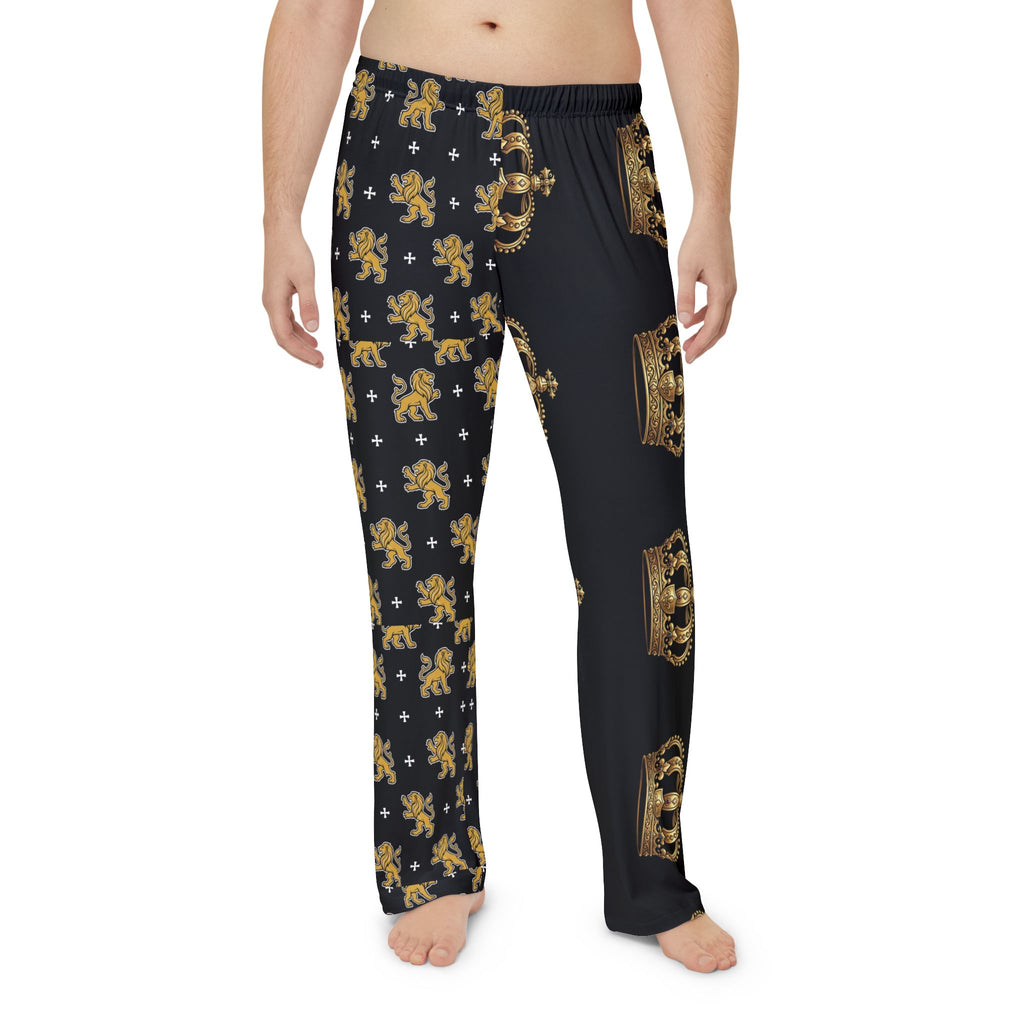 Royal Crown Men's Pajama Pants — Gold Crown & Fleur-de-Lis Lounge Pants
