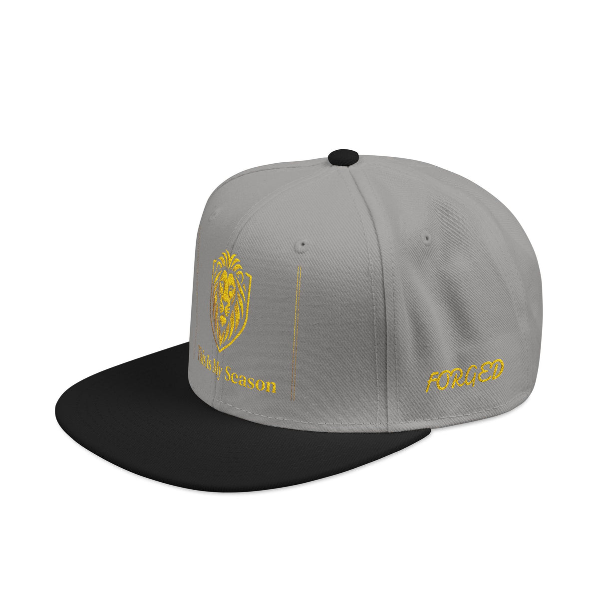 Gold Embroidered Crest Snapback Hat – Vintage Shield Logo Cap