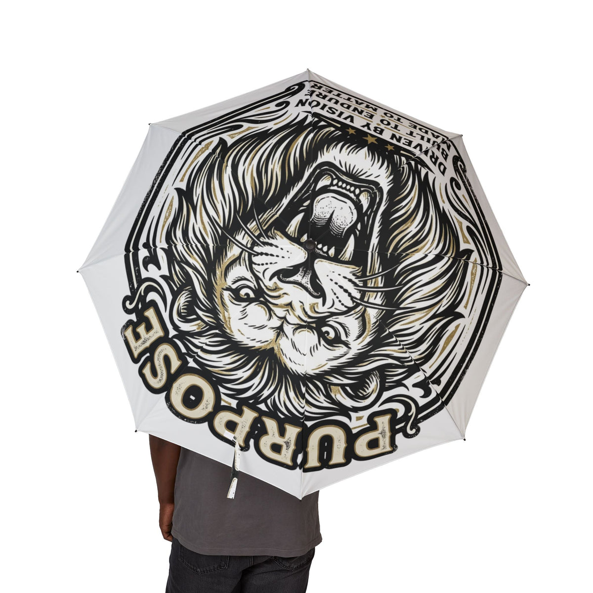 Lion Roar Semi-Automatic Foldable Umbrella – 'Driven by Vision, Built to Endure' LegacyForged™