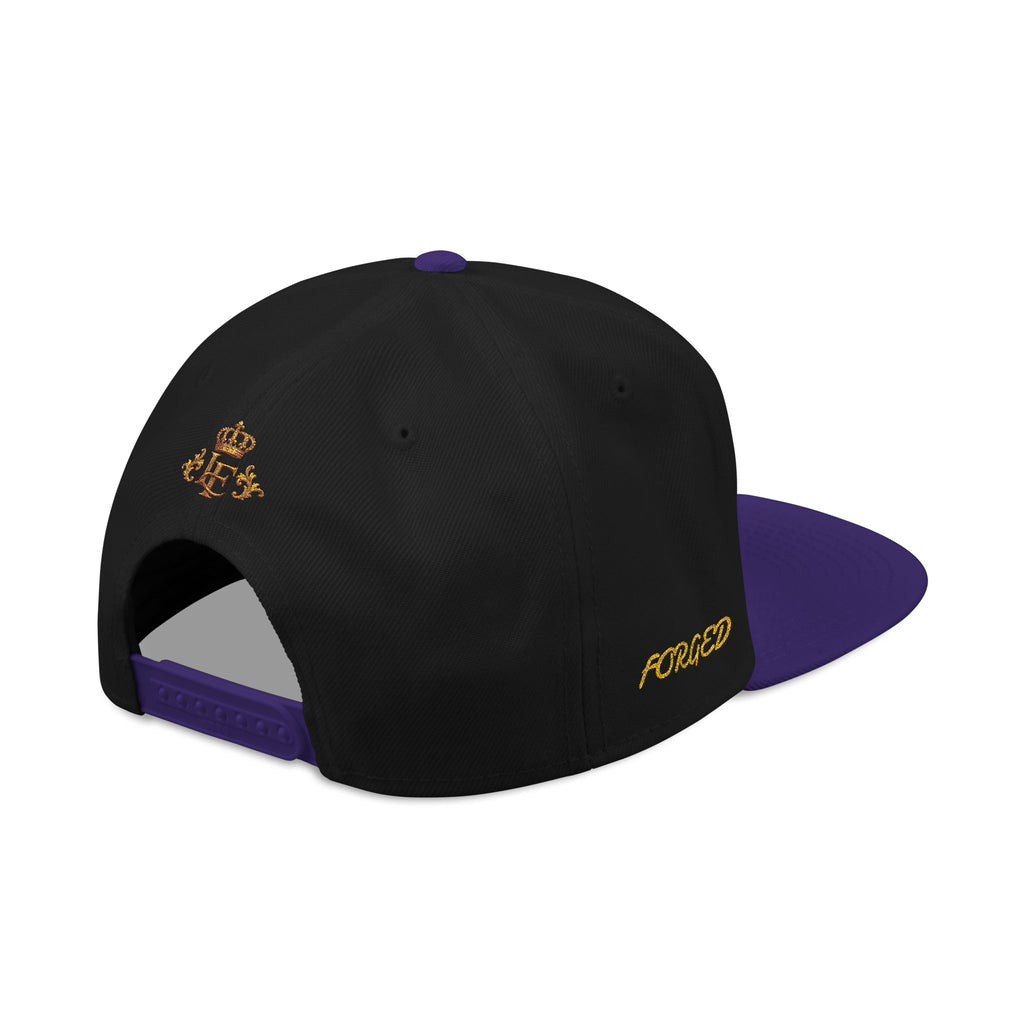 Gold Embroidered Crest Snapback Hat – Vintage Shield Logo Cap