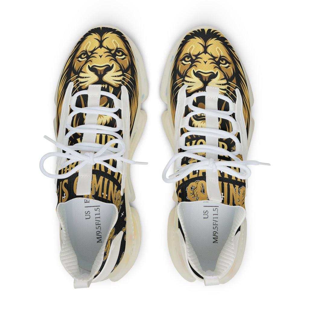 Lion Graphic Mesh Sneakers — Men's Bold Athletic Shoes