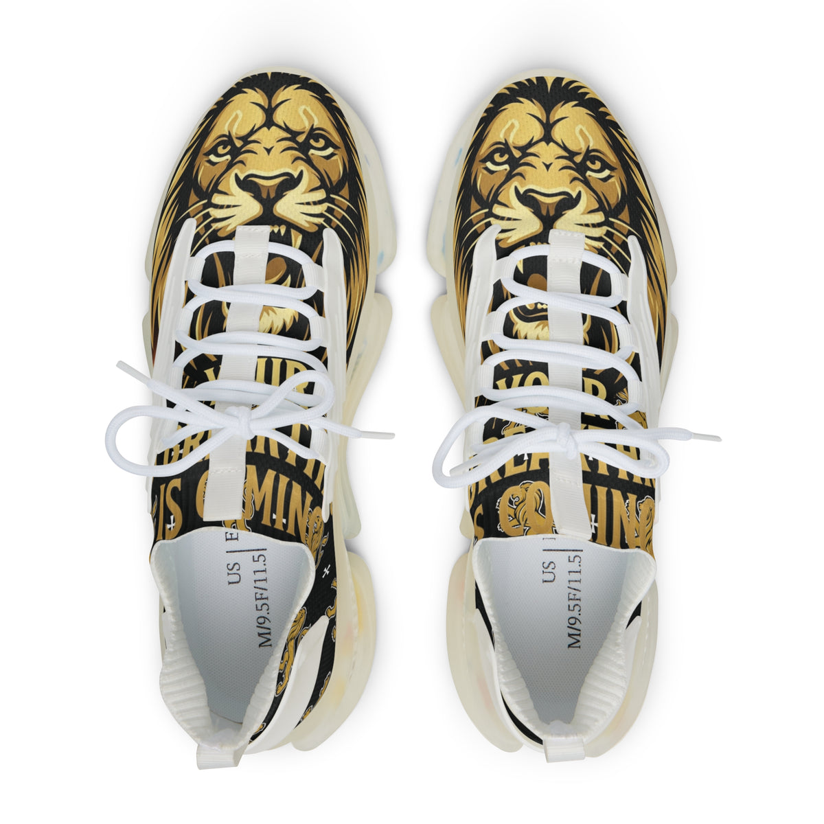 Lion Graphic Mesh Sneakers — Men's Bold Athletic Shoes