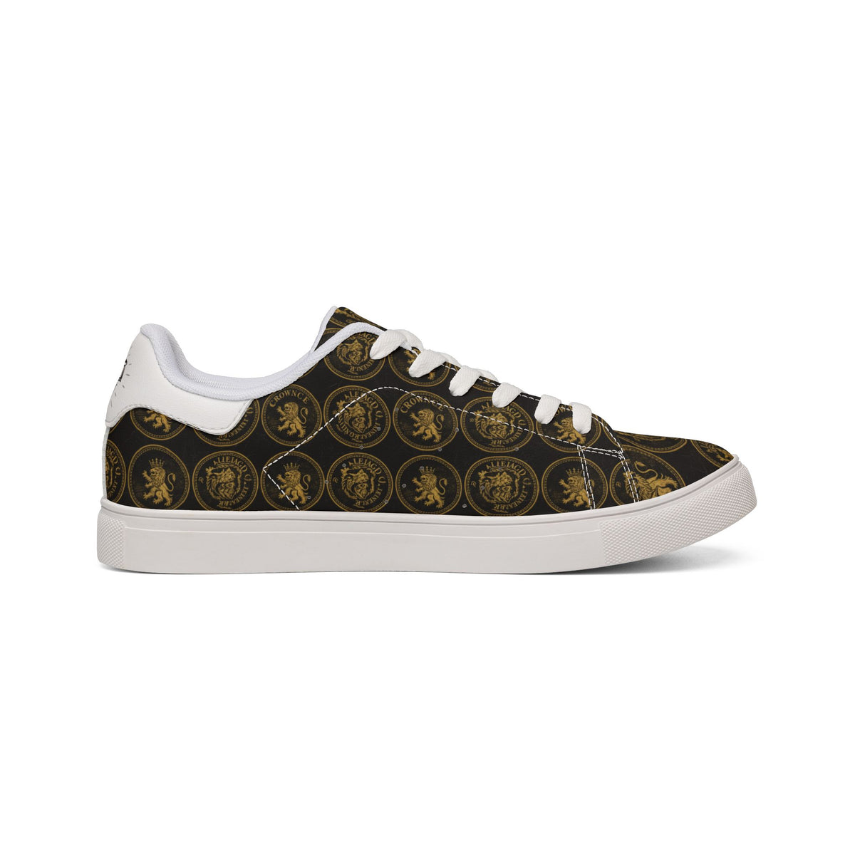 Low-Top Leather Sneakers — Vintage Medallion Patterned Men’s Casual Shoes
