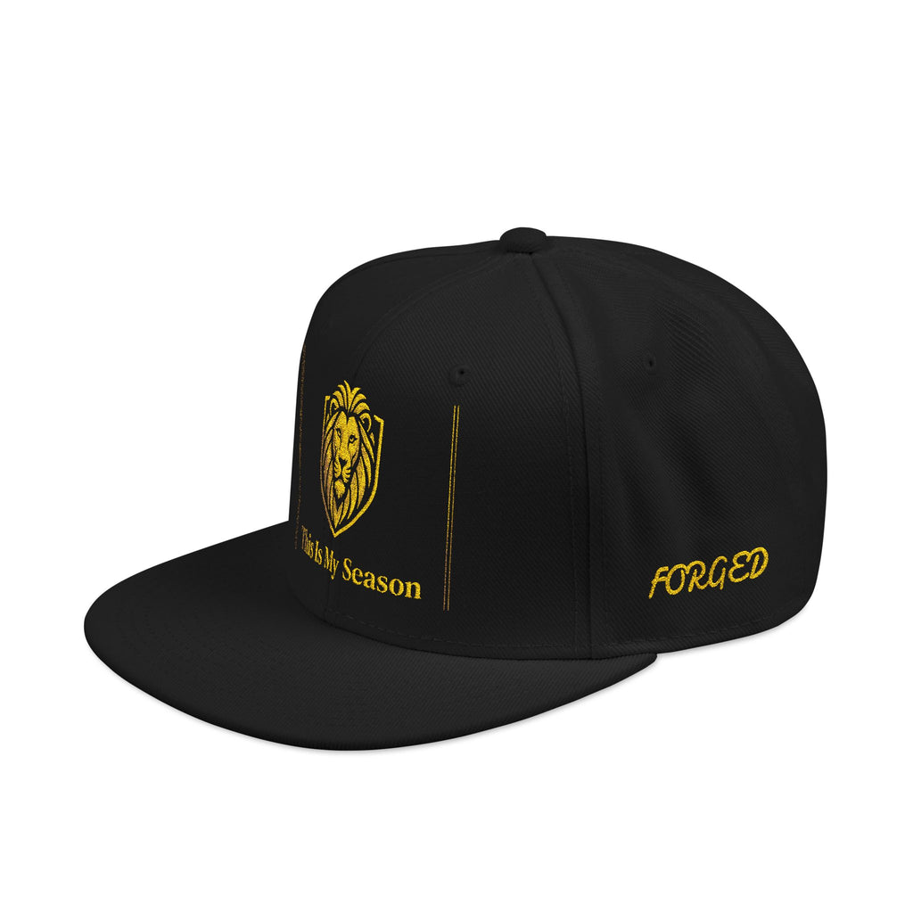 Gold Embroidered Crest Snapback Hat – Vintage Shield Logo Cap
