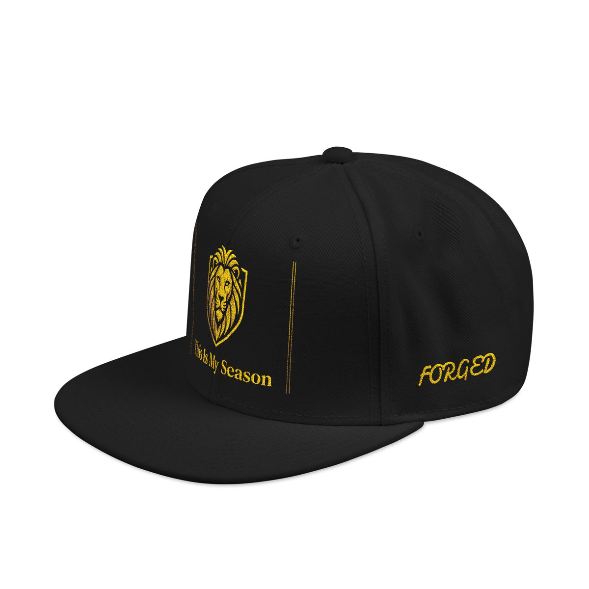 Gold Embroidered Crest Snapback Hat – Vintage Shield Logo Cap