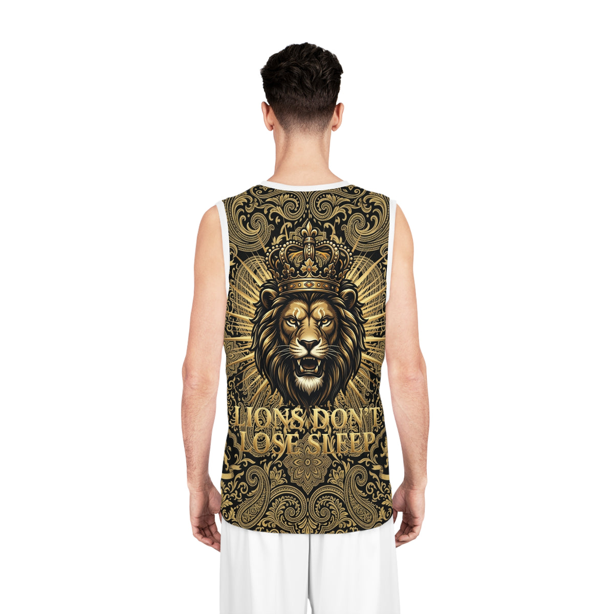 Lion Crown Basketball Jersey — "Lions Don't Lose Sleep" All-Over Print