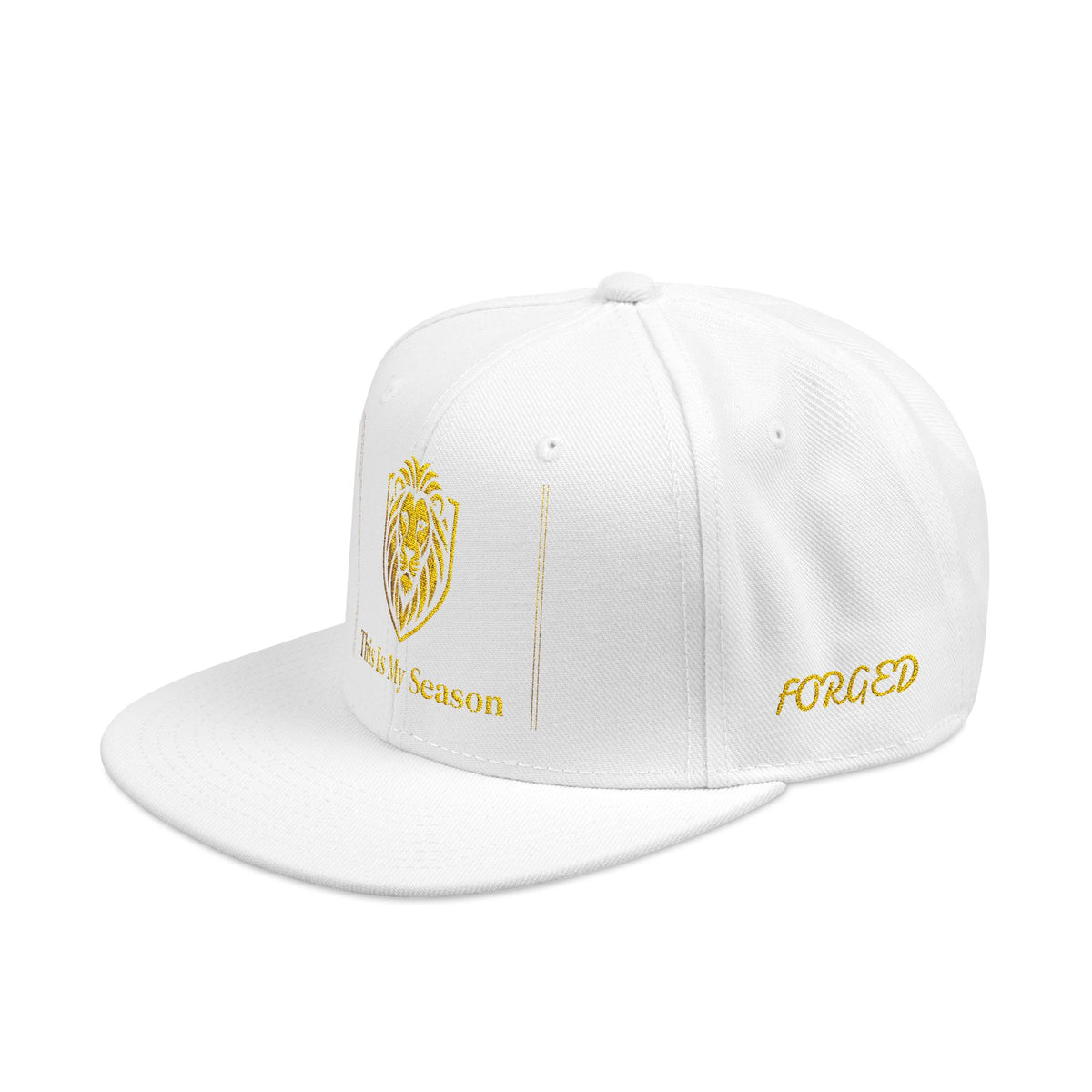 Gold Embroidered Crest Snapback Hat – Vintage Shield Logo Cap