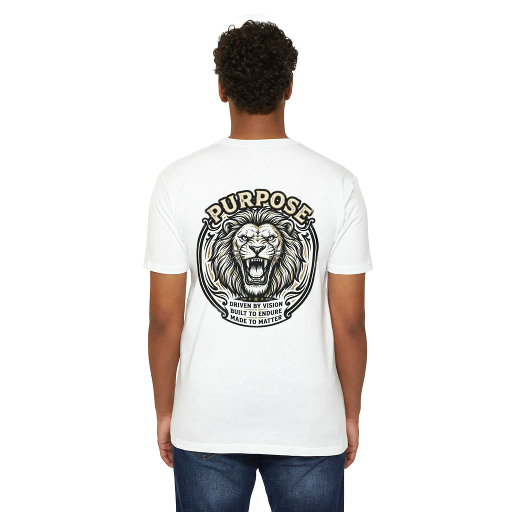 Purpose Lion T-Shirt — Bold Roaring Graphic Tee with 'Purpose' Motto