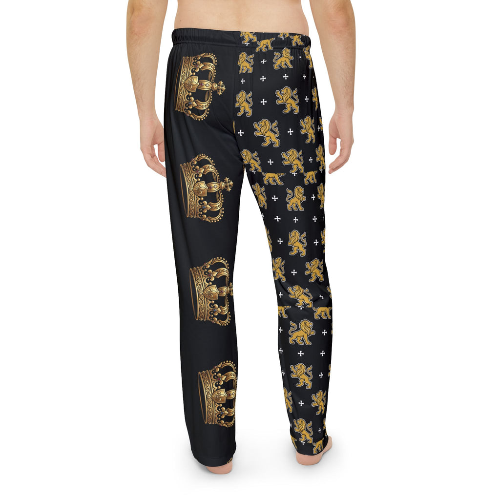 Royal Crown Men's Pajama Pants — Gold Crown & Fleur-de-Lis Lounge Pants