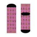 Lion of Judah Legacy Crew Socks — Vintage Pink Damask with Gold Accents LegacyForged™