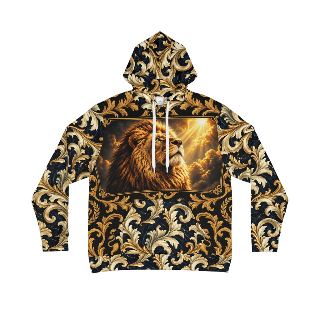 Lion Portrait Baroque Gold Scroll Hoodie