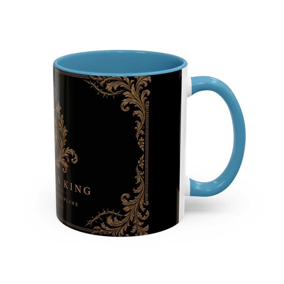 Train Like a King Coffee Mug — Lion Crown Motivational Black Tea Mug (11/15oz)