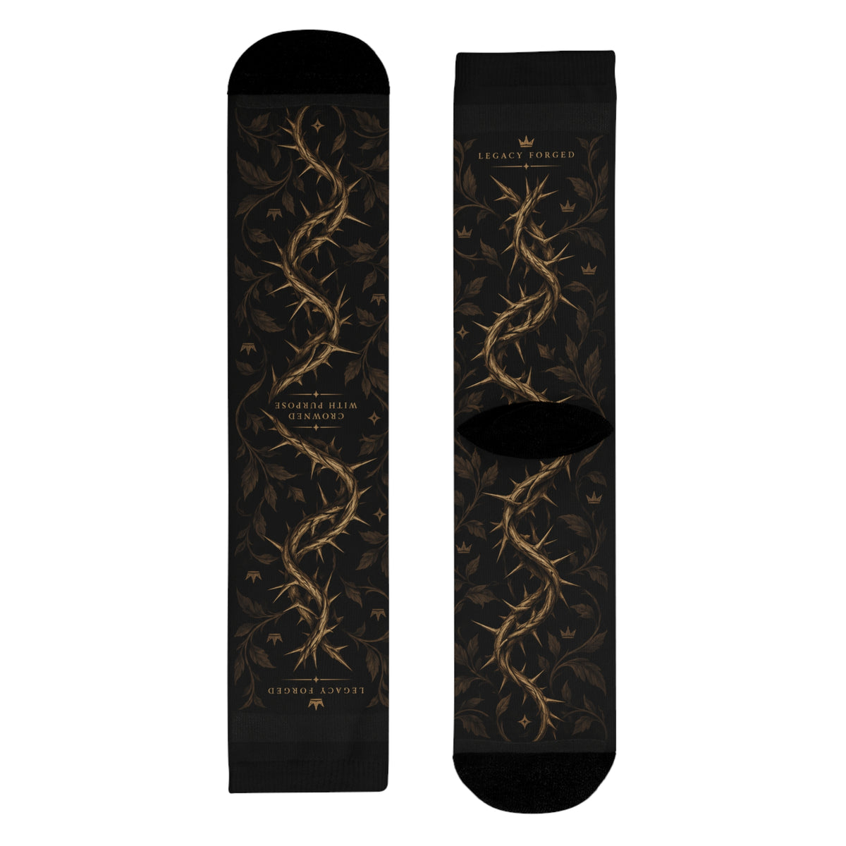 Thorn Vine Crew Socks — Gothic Botanical Sublimation Socks LegacyForged™