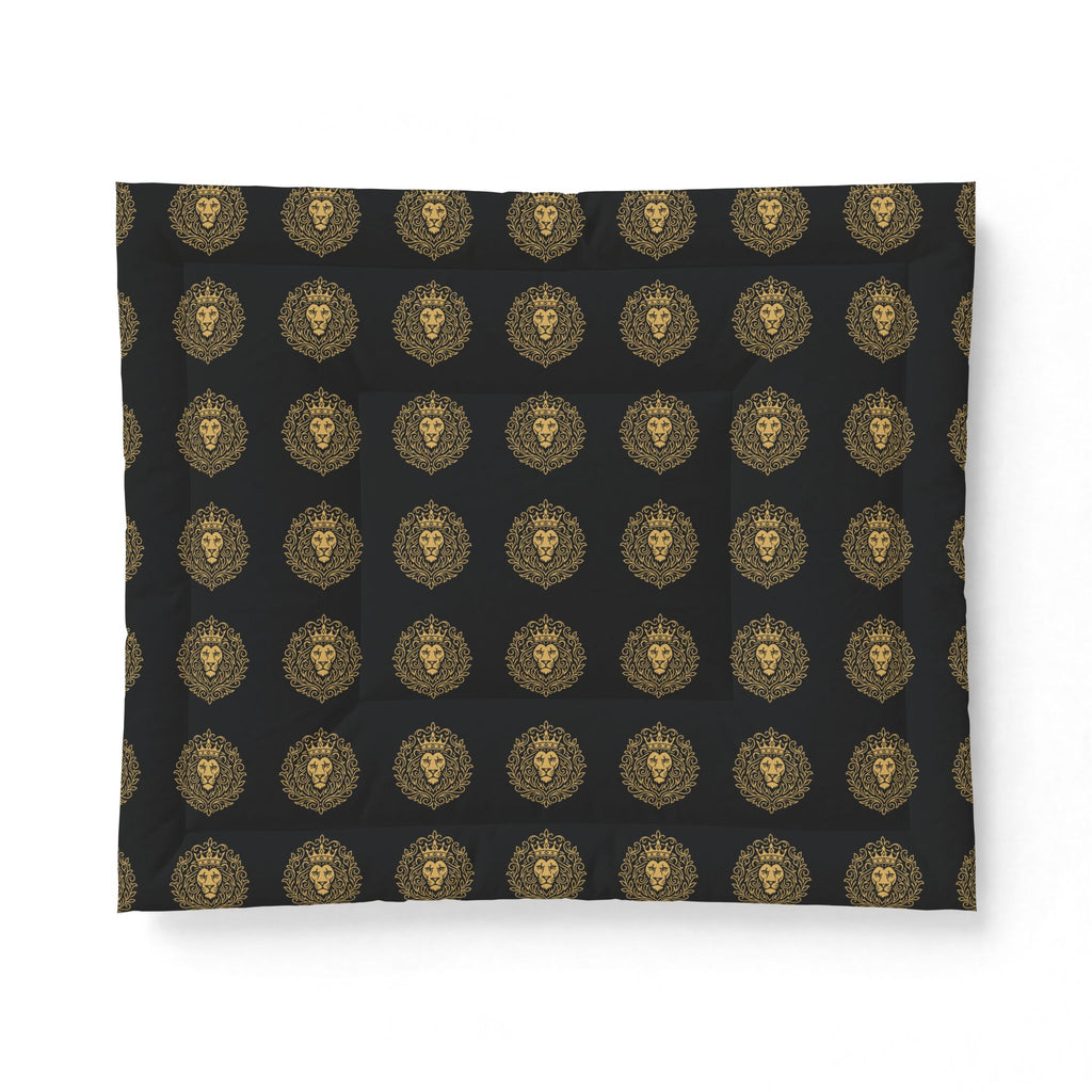 Regal Lion Medallion Cotton Comforter - Dark Gold Patterned Bedding