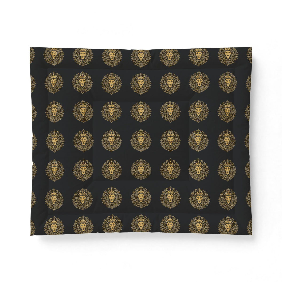 Regal Lion Medallion Cotton Comforter - Dark Gold Patterned Bedding