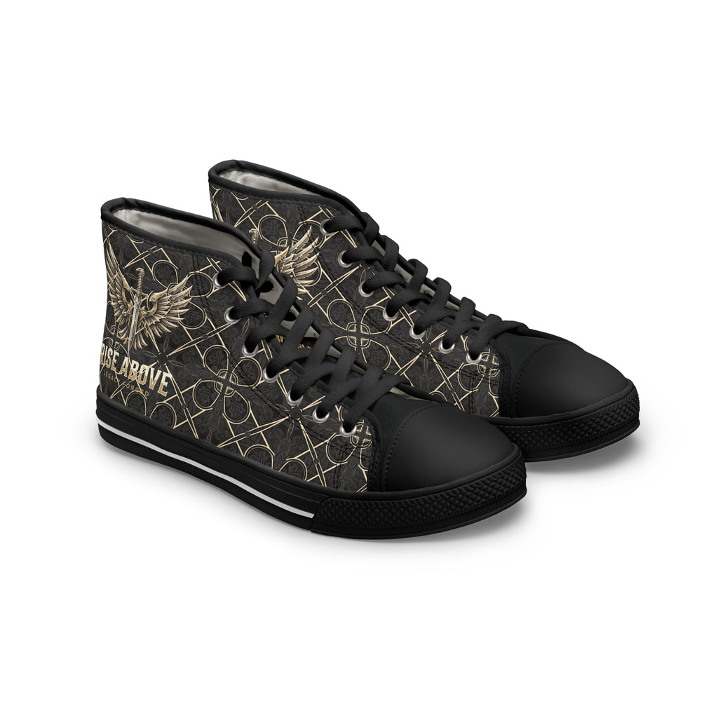Women's High Top Sneakers — Vintage Winged Skull Pattern LegacyForged™