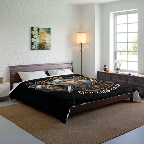Armor of God Comforter — Christian Shield & Cross Bedding (Ephesians 6:10-18)