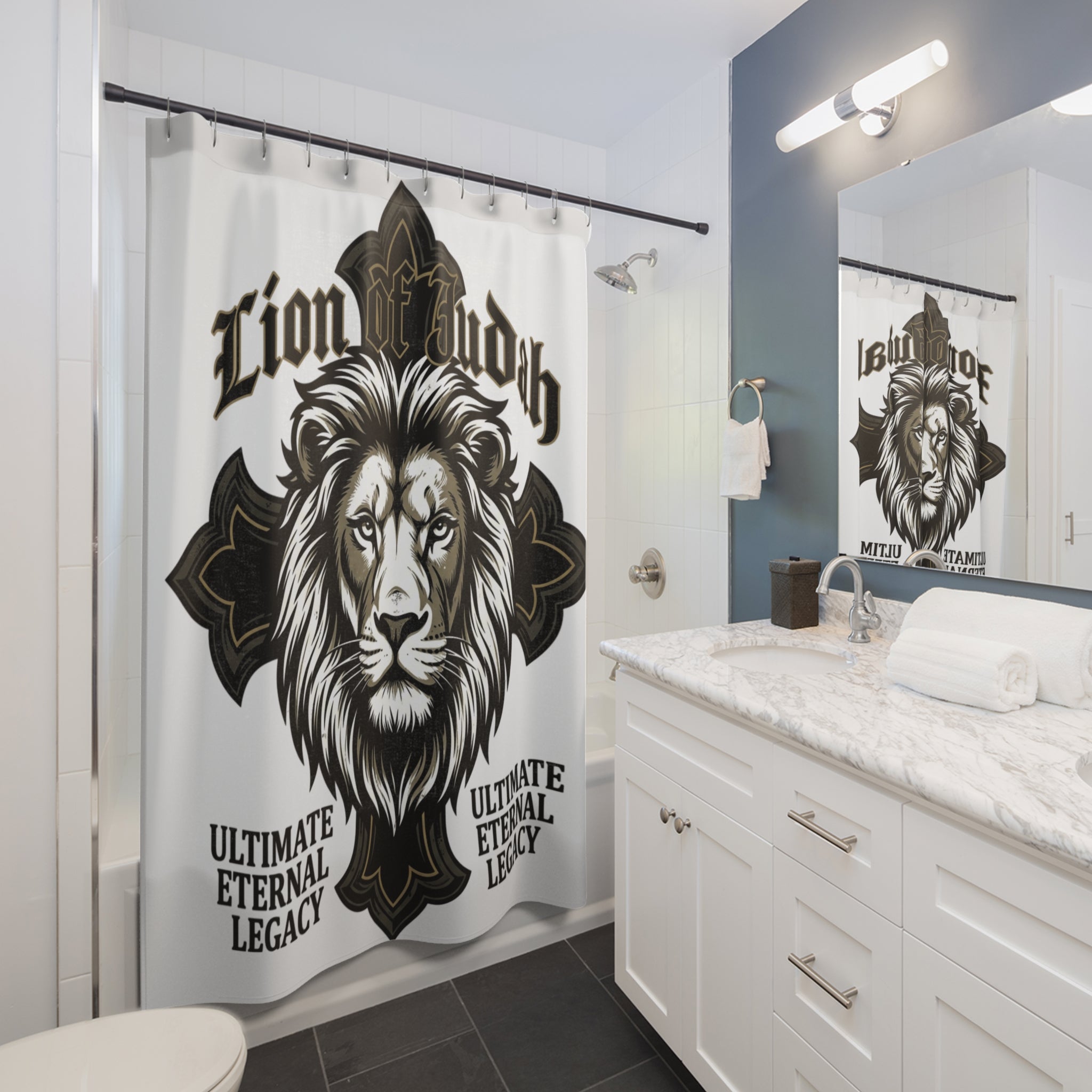Lion of Judah Shower Curtain — Bold Faith-Inspired Bathroom Décor