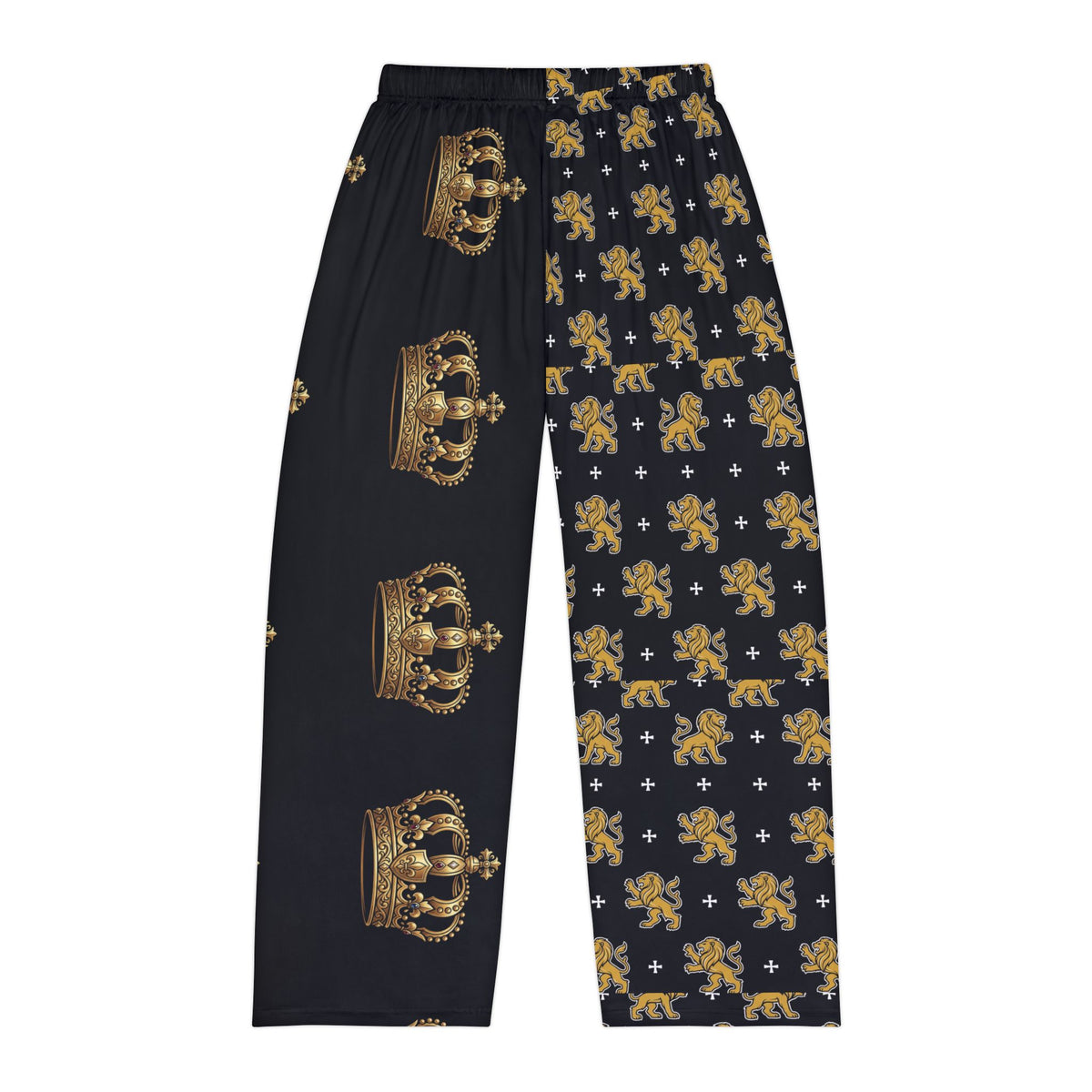 Royal Crown Men's Pajama Pants — Gold Crown & Fleur-de-Lis Lounge Pants