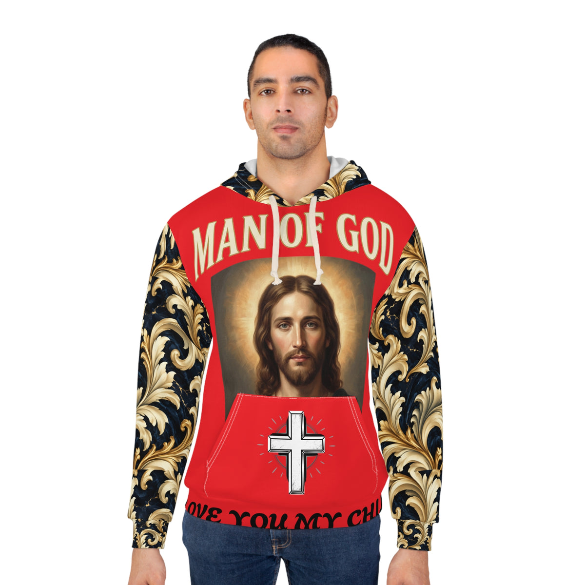Man of God Hoodie — Faith-Based Jesus Portrait Pullover