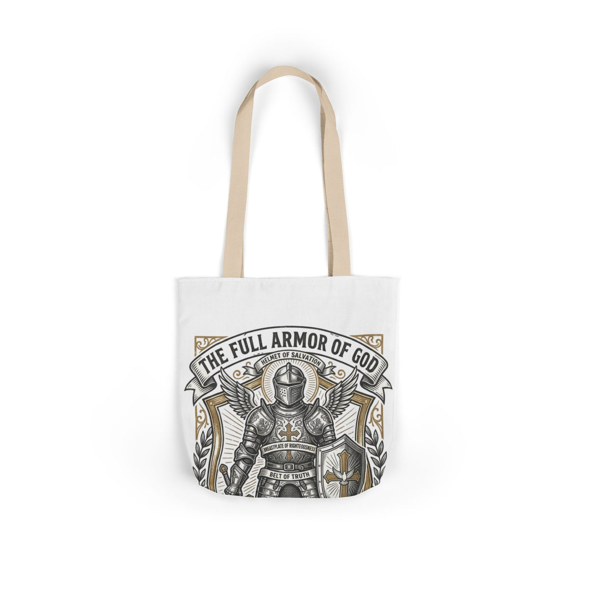 Canvas Tote - "The Full Armor of God" Knight Christian Tote Bag