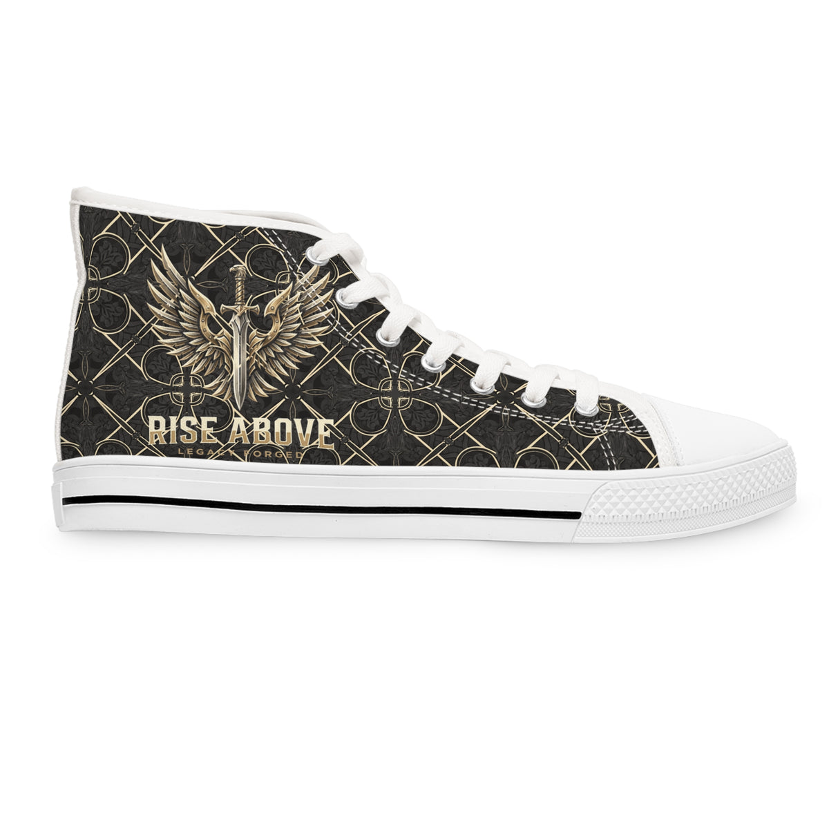 Women's High Top Sneakers — Vintage Winged Skull Pattern LegacyForged™