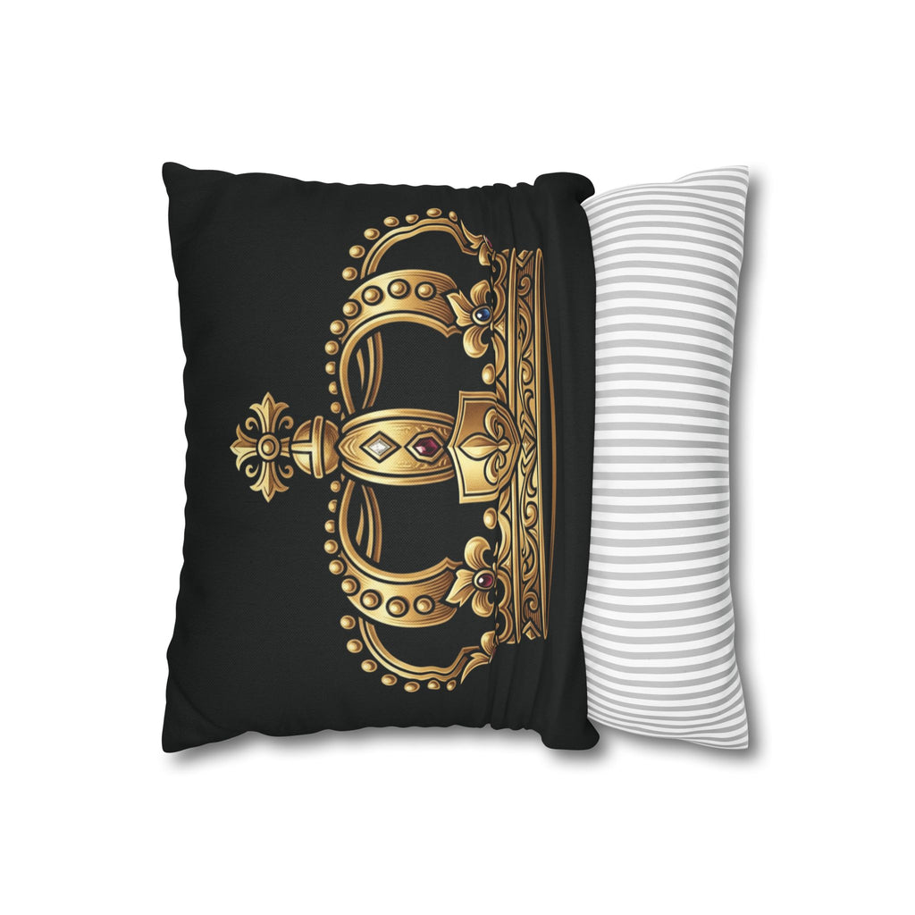 Gold Crown Decorative Pillowcase — Royal Black Throw Pillow Cover