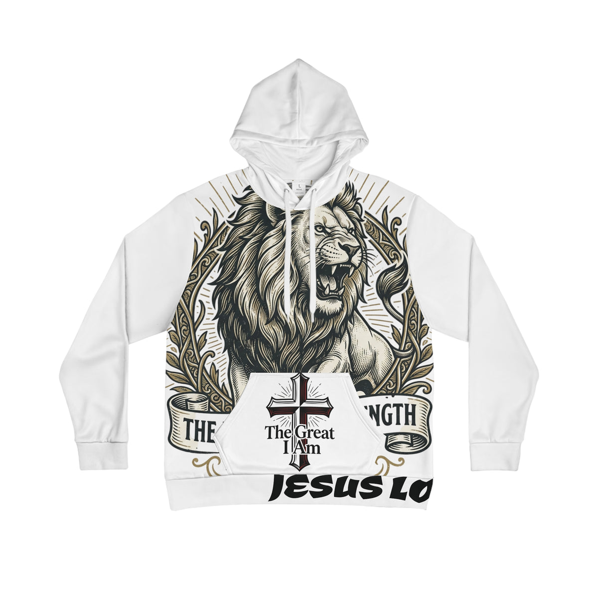 Christian Lion Hoodie — "The Lord Is My Strength and My Shield" (Psalm 28:7) LegacyForged™