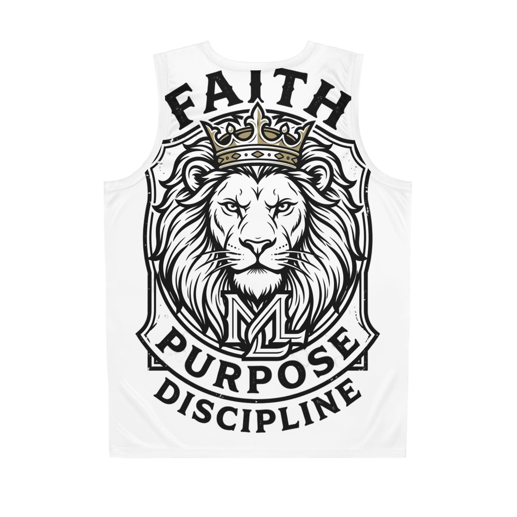 Lion Crest Basketball Jersey — Faith, Purpose, Discipline All-Over Print