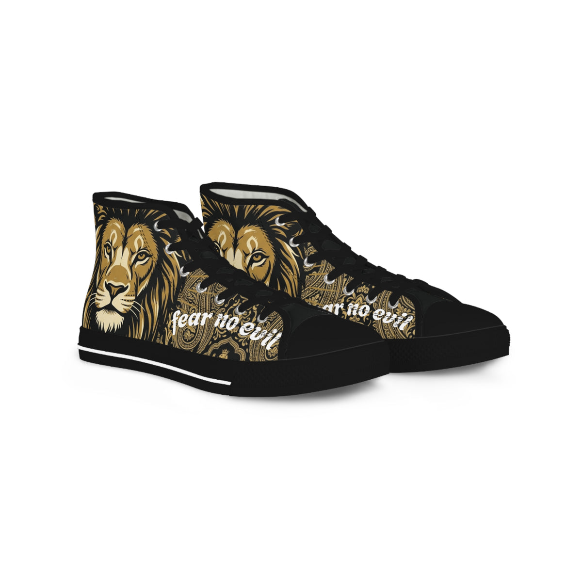Lion Graphic High-Top Sneakers — "Fear No Evil" Statement Shoes