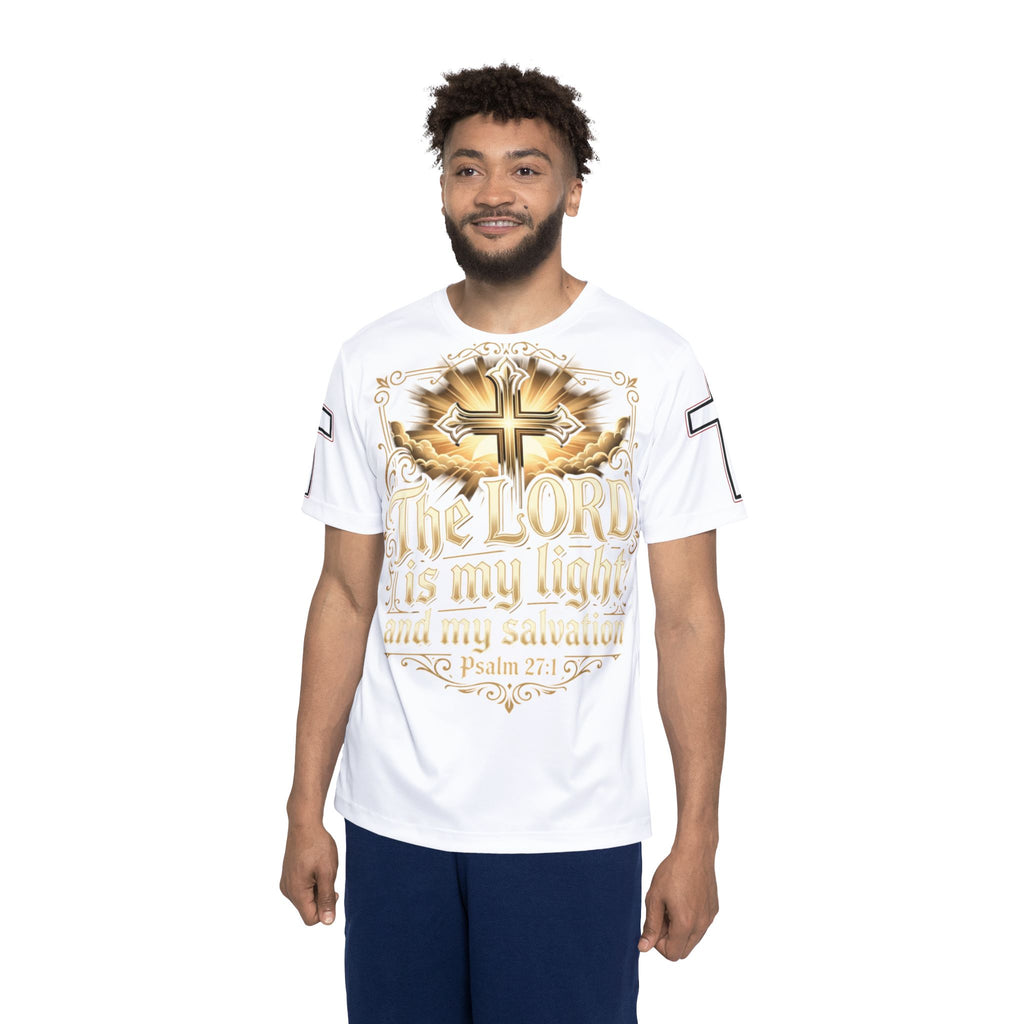Men's Jersey — "The LORD is my light" Psalm 27:1 Christian Athletic Tee