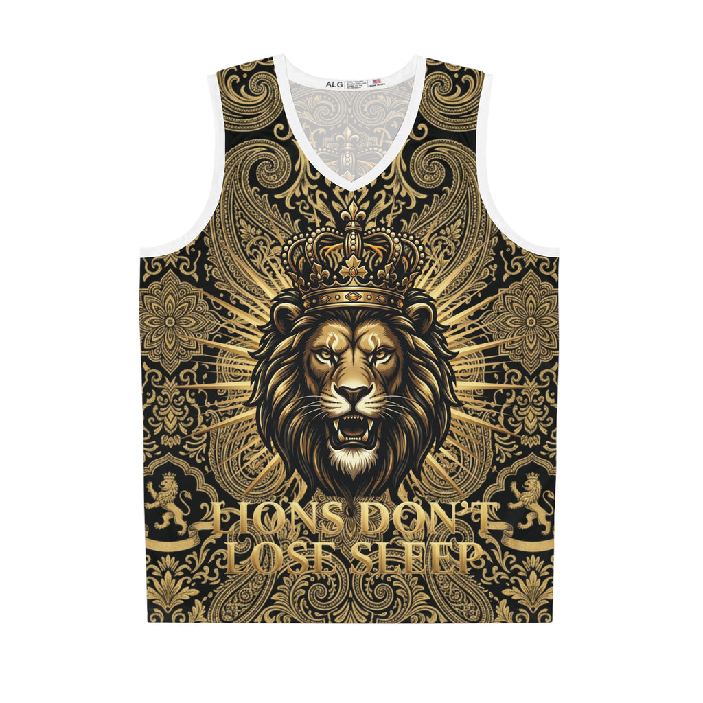 Lion Crown Basketball Jersey — "Lions Don't Lose Sleep" All-Over Print