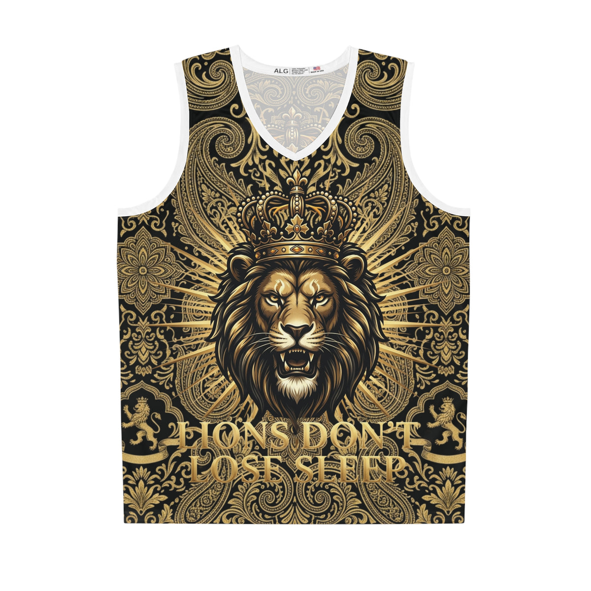 Lion Crown Basketball Jersey — "Lions Don't Lose Sleep" All-Over Print