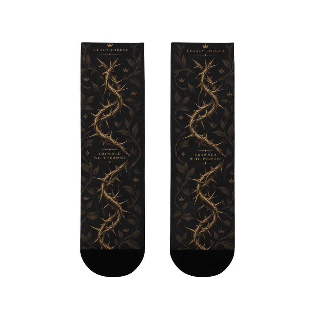 Thorn Vine Crew Socks — Gothic Botanical Sublimation Socks LegacyForged™