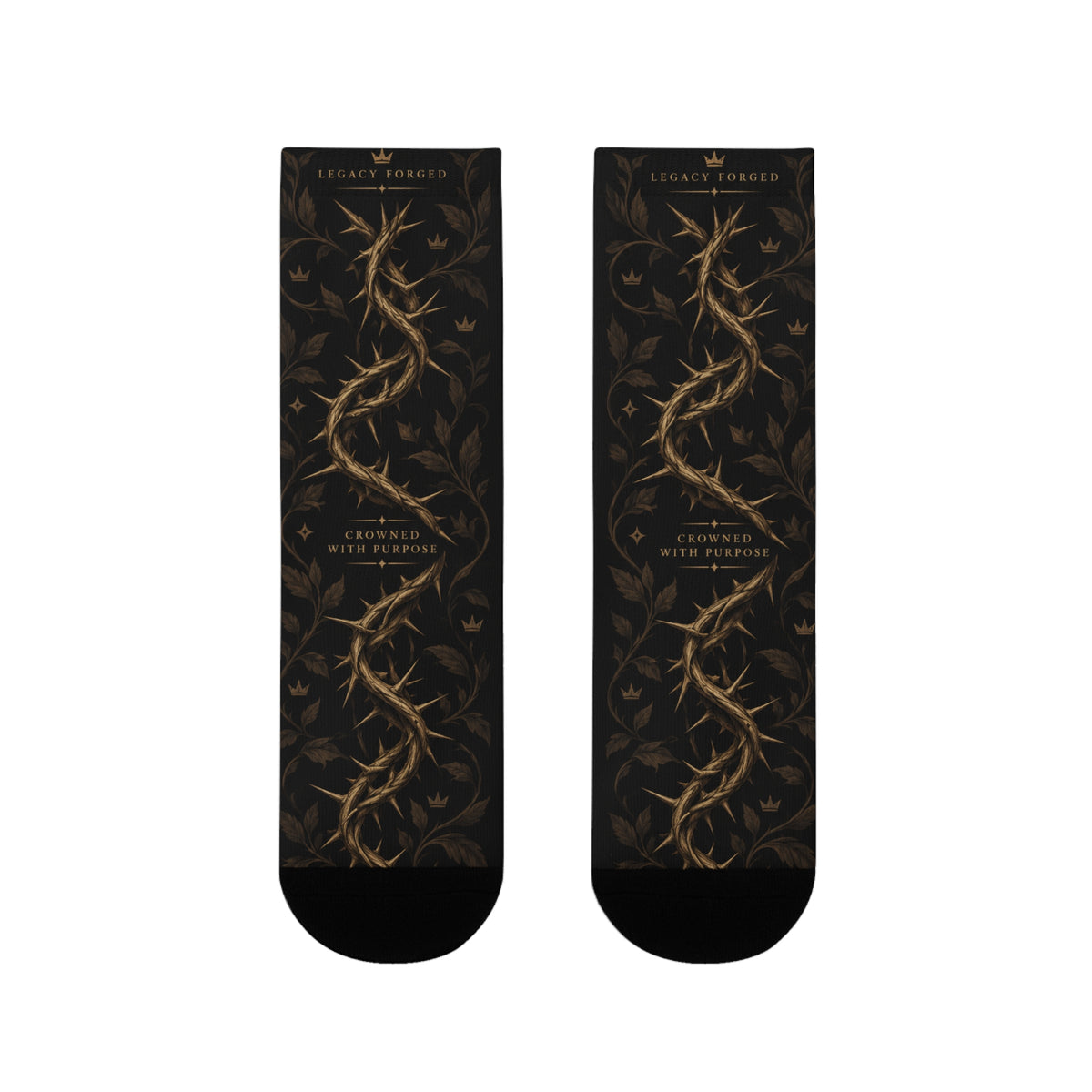 Thorn Vine Crew Socks — Gothic Botanical Sublimation Socks LegacyForged™