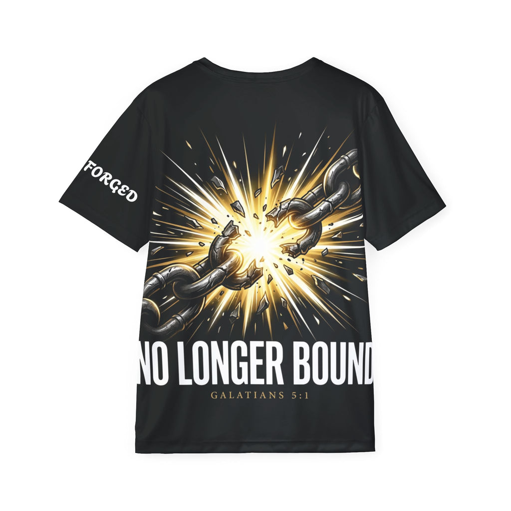 No Longer Bound Men’s Sports Jersey — Christian Freedom Galatians 5:1 Athletic Tee