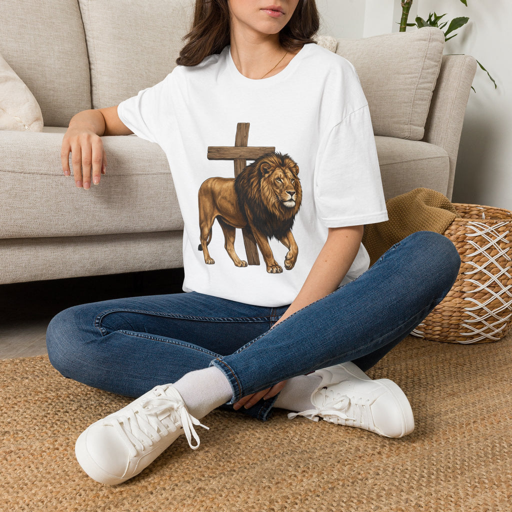 Lion and Cross T-Shirt — Christian Faith Graphic Tee