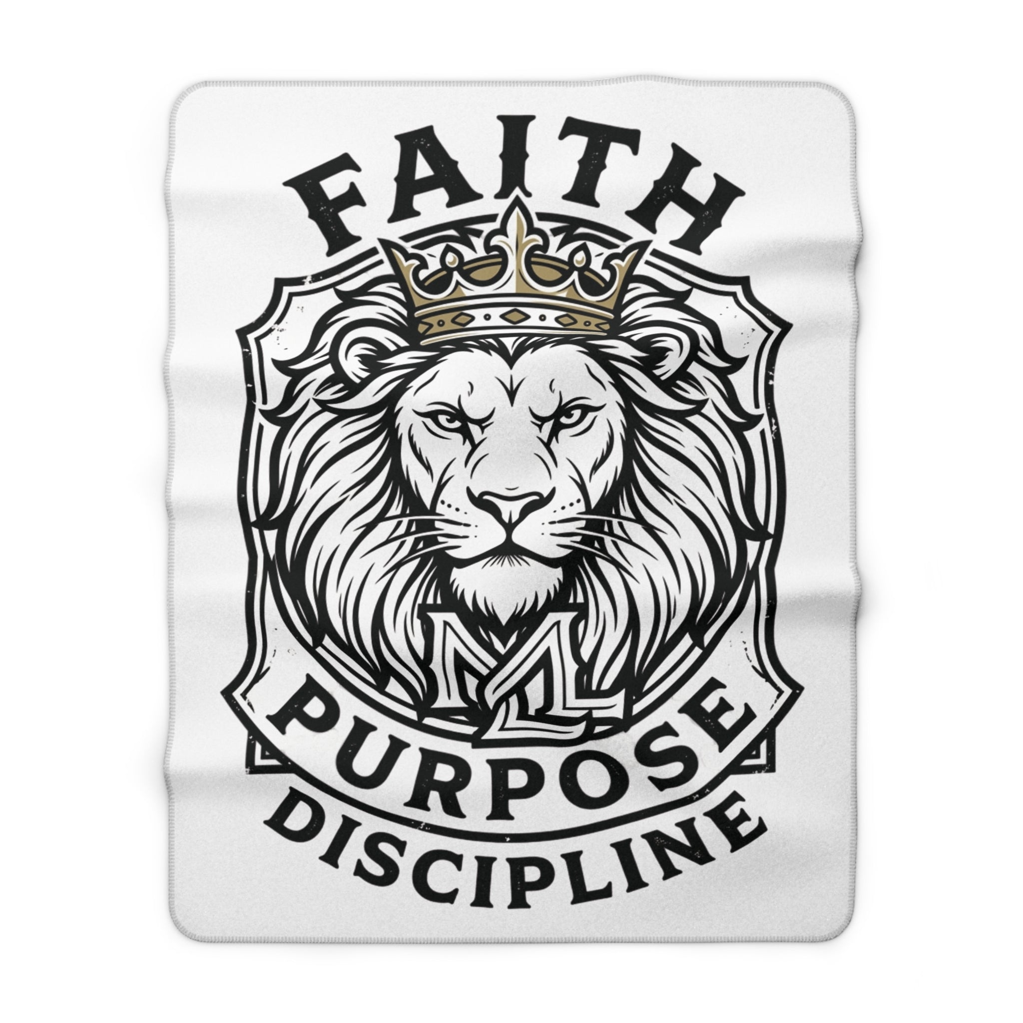 Faith Purpose Discipline Lion Sherpa Blanket