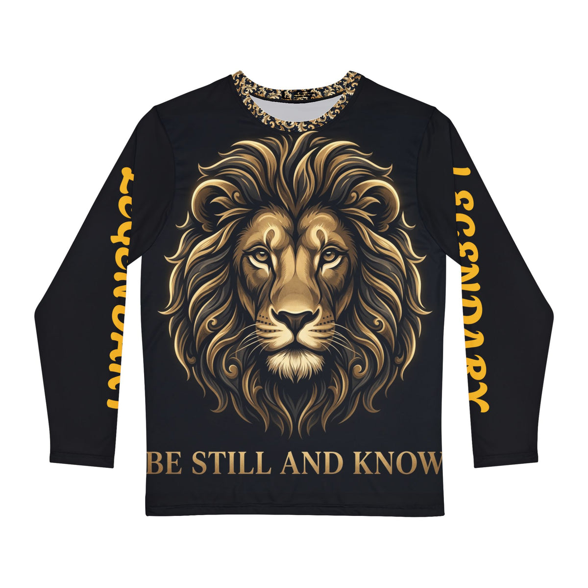 Men's Long Sleeve Lion Shirt – "Be Still and Know" Inspirational Graphic